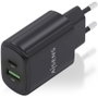 AISENS Cargador GaN 25W con USB-C PD3.0 y USB-A QC3.0, Negro